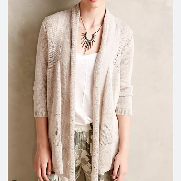 Anthropologie Angels Of The North Kallio Linen Open Front Cardigan Medium - Picture 1 of 8